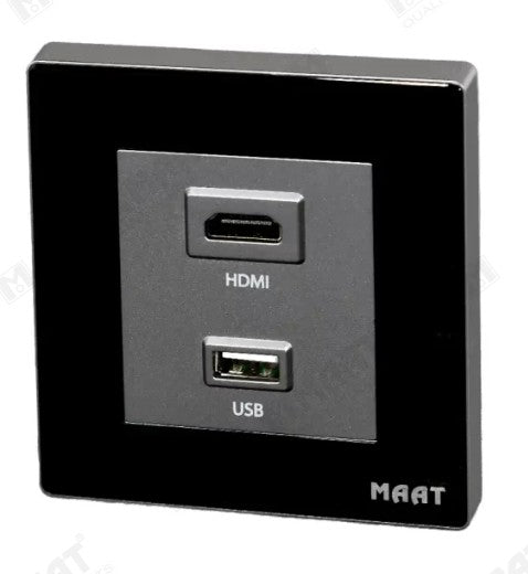 MAAT HDMI+USB SOCKET M8FHU GLASS BLACK