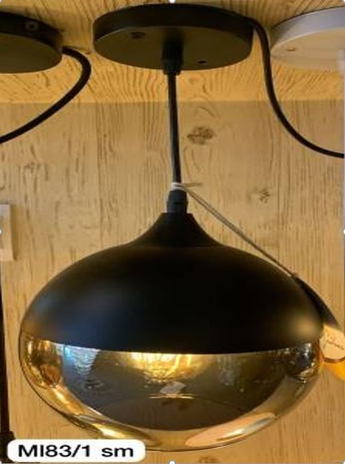 Pendant Light Black with Glass