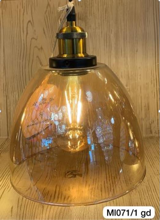 Pendant Light Gold with Amber Glass