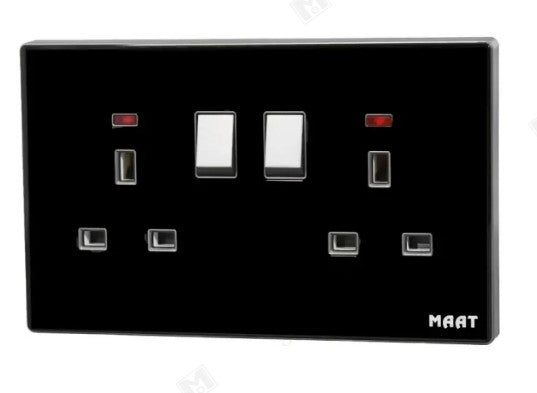 MAAT DOUBLE SWITCH SOCKET GLASS BLACK