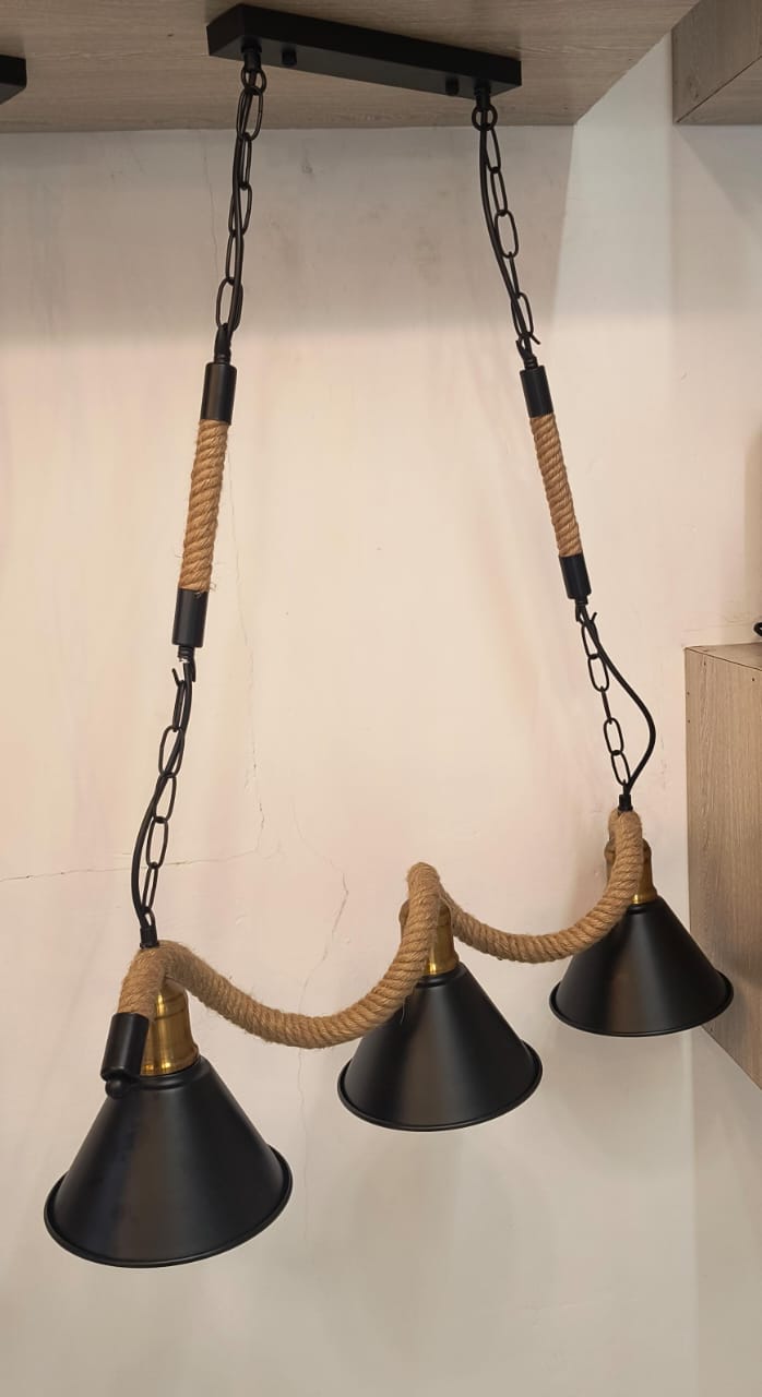 Hanging light with jute rope