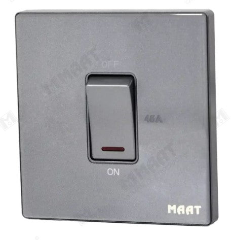 MAAT Q-SERIES 1GANG 45A DP SWITCH M81K/2J-D45 GLASS GREY
