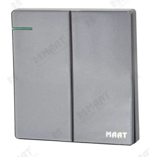 MAAT Q-SERIES 2GANG 2WAY SWITCH M82Q/2Y GLASS GREY