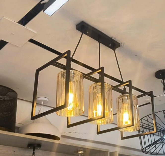 Ceiling Light Black with Glass