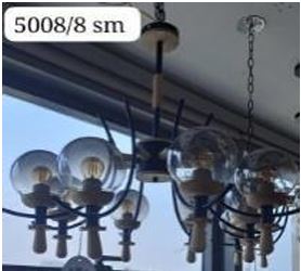 Chandelier Black with Smoke Glass