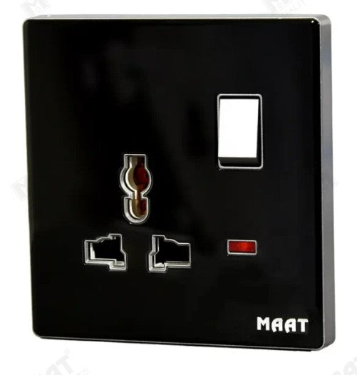 MAAT GLASS BLACK UNIVERSAL SINGLE SWITCH SOCKET